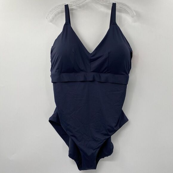Spanx Swim Suit Women 3X Sunkissed Navy One Piece Tummy Control